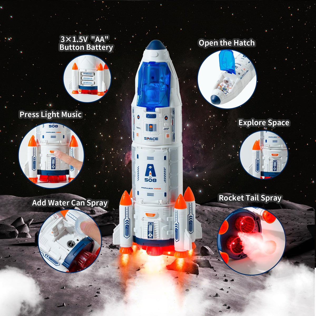 Wbzle scooter mission vehicle supports pretend missions and collaborative play on pretend planets