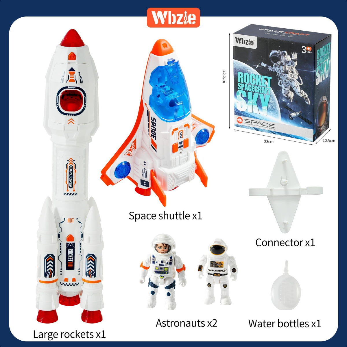 Wbzle space launch set with astronauts for collaborative play and storytelling
