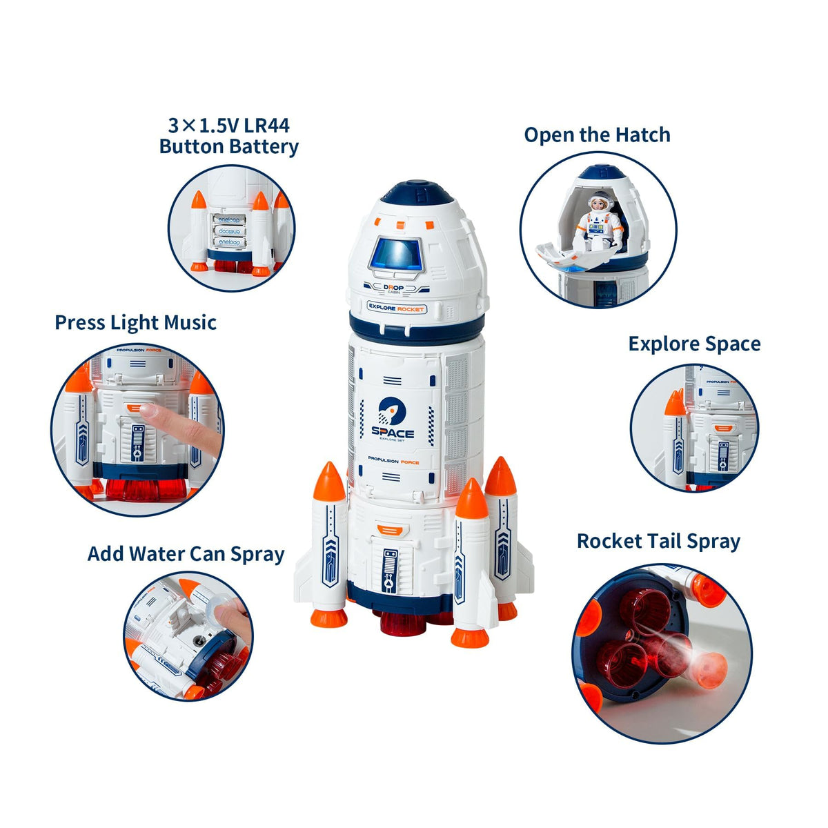 Wbzle Space Rocket Toy launch with lights and sounds for immersive play.