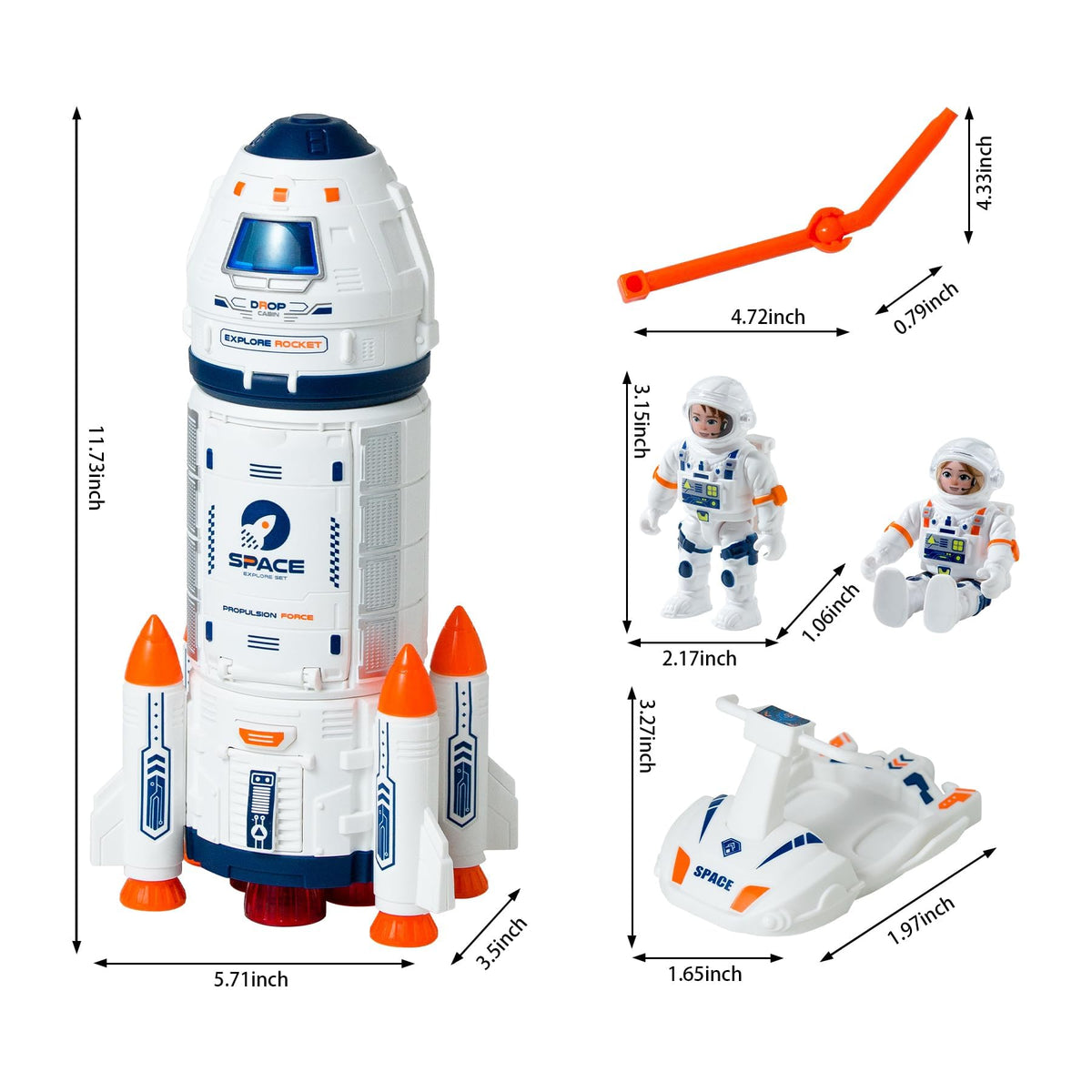 Wbzle Space Rocket Toy middle hatch connection shows modular parts for quick mission setup.