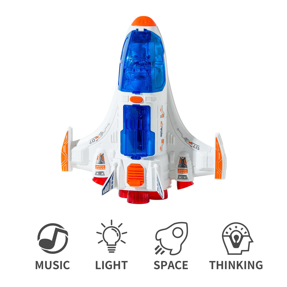 Wbzle Spaceship Shuttle takeoff lights and sound create immersive space scenes for kids.