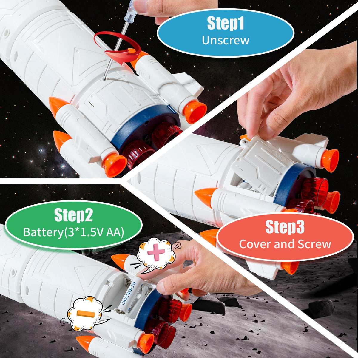 Wbzle water spray feature adds dynamic action and sensory engagement during space adventures