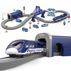 Wdmiya police train engine with magnetic coupling for quick, secure connections.