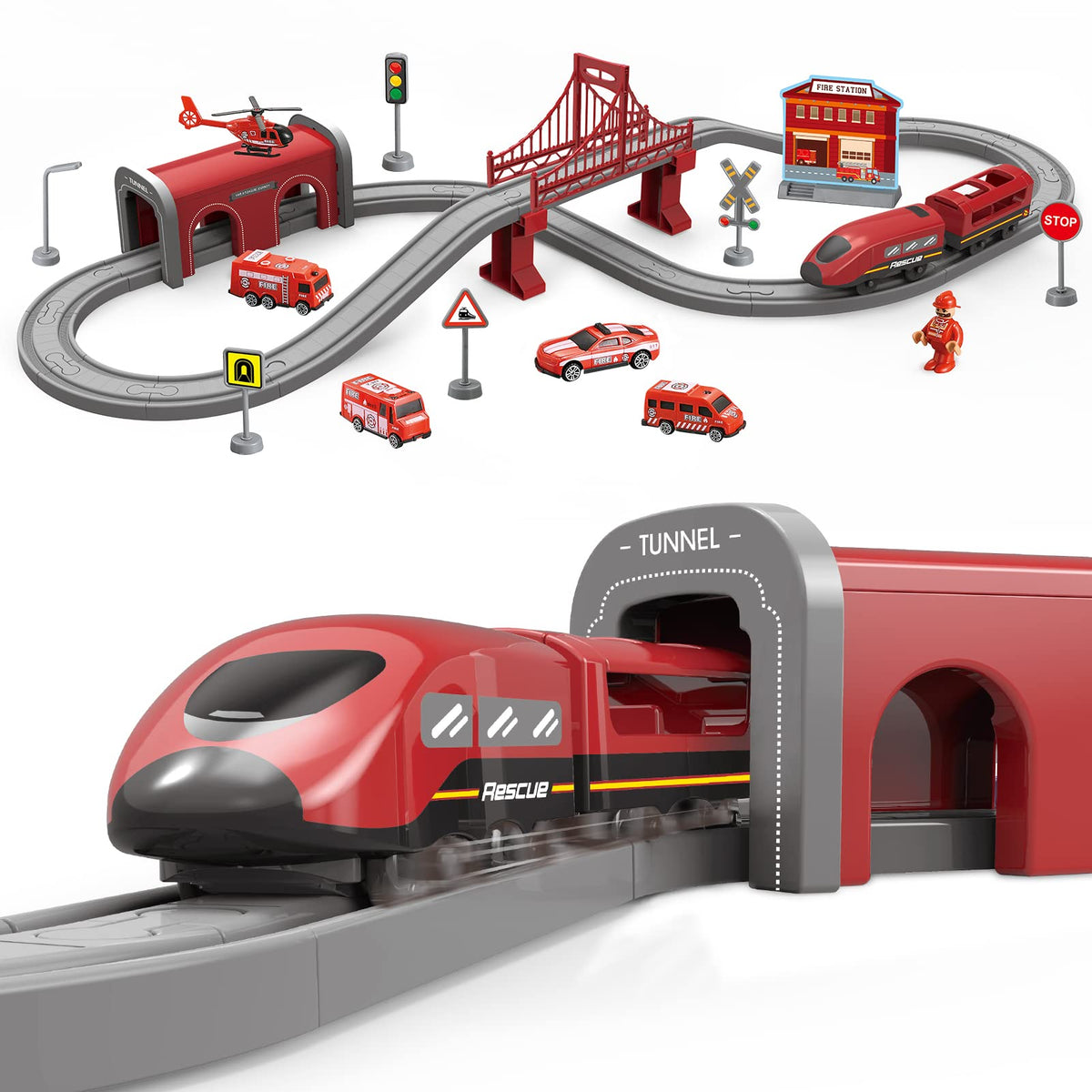 Wdmiya 66-piece train set with magnetic connections for easy assembly and creative play