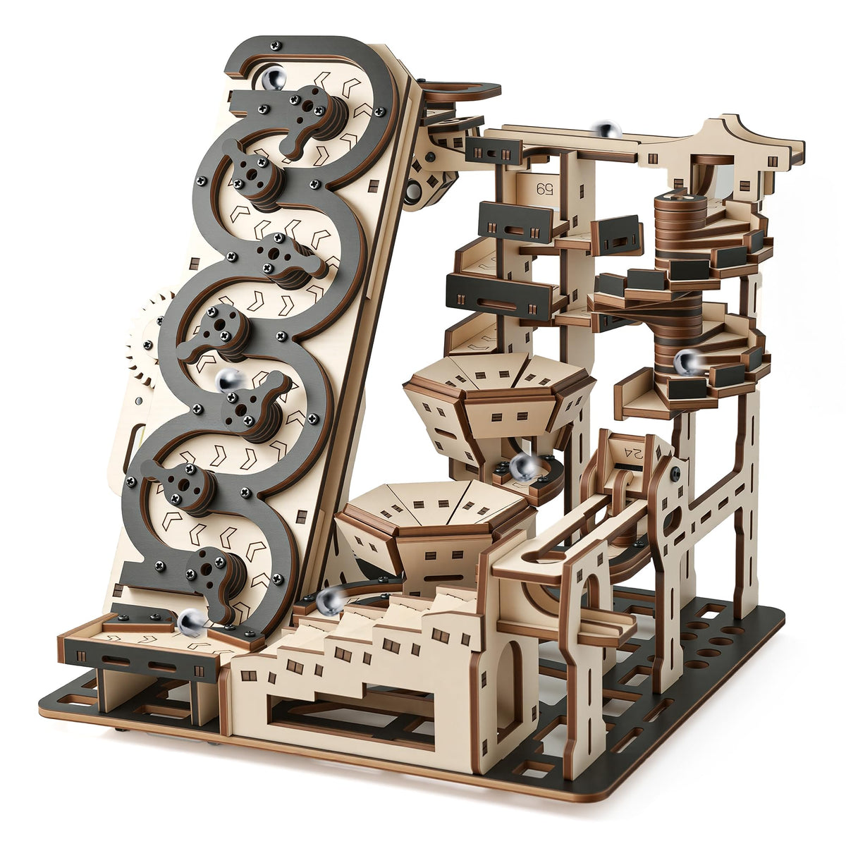 WDPINTU 3D wooden puzzle with electric rolling ball for mesmerizing desk art