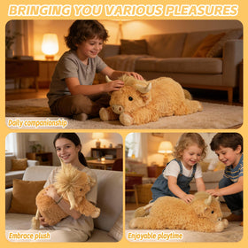 WDXDSOB Highland Cow plush in living room decor for warm ambiance.