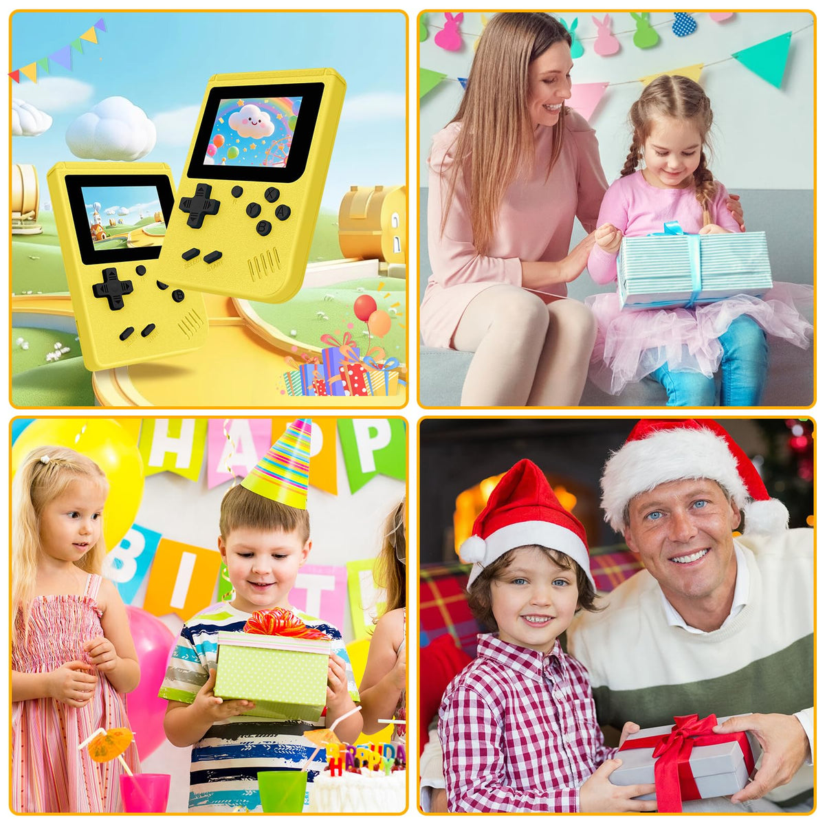 WDYQJE retro gaming console packaging shown as a ready-to-gift package.