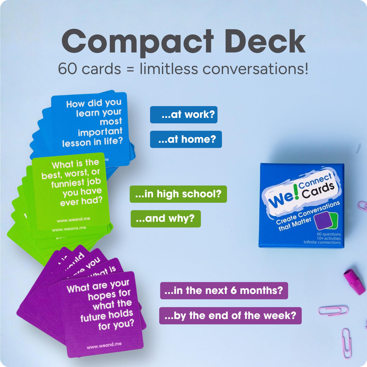 A classroom activity with We! Connect Cards fostering collaborative learning.