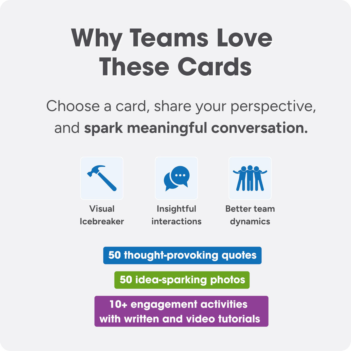 We! Engage Cards meeting discussion aids deeper engagement during sessions.