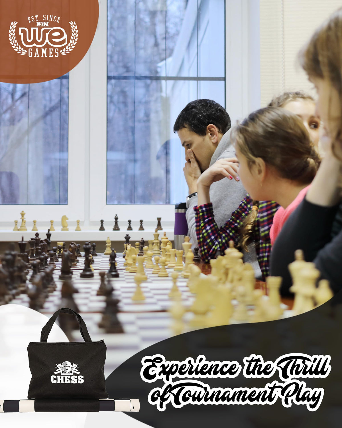 WE Games Best Value Tournament Chess Set pieces arranged for competitive play