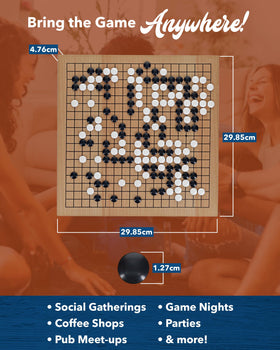 WE Games coffee table Go board display for social play.