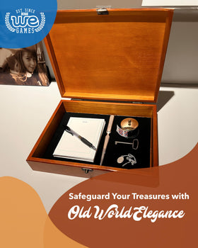 We Games box interior velvet lining protects delicate items