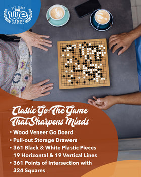 WE Games portable wood veneer goban for travel and tabletop play.