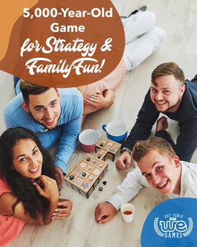 WE Games The Royal Game of UR board top view shows compact size
