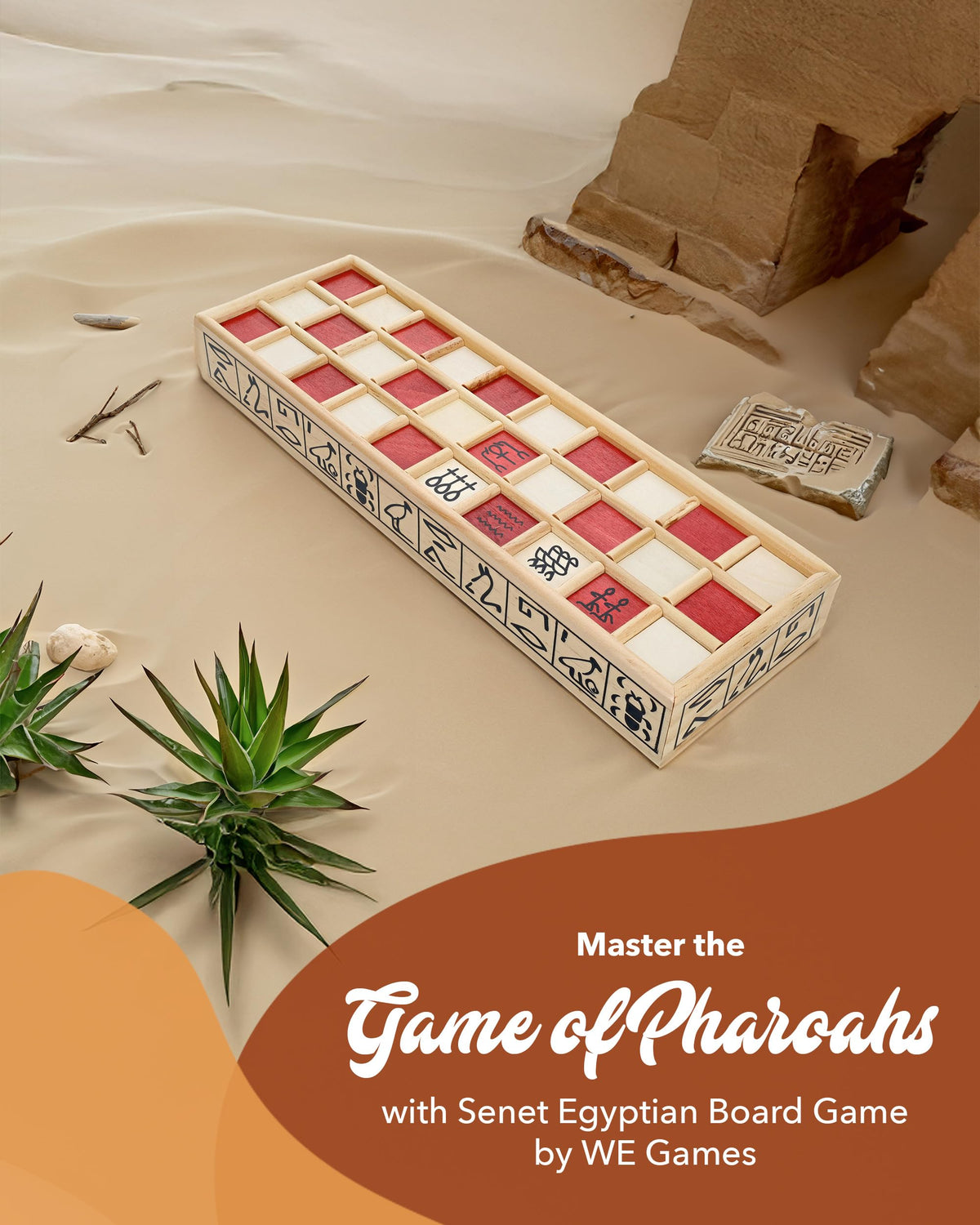 WE Games Senet carved playing pieces with authentic tactile feel for strategy