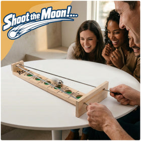 WE Games Shoot the Moon solid wood construction highlighting durable craftsmanship