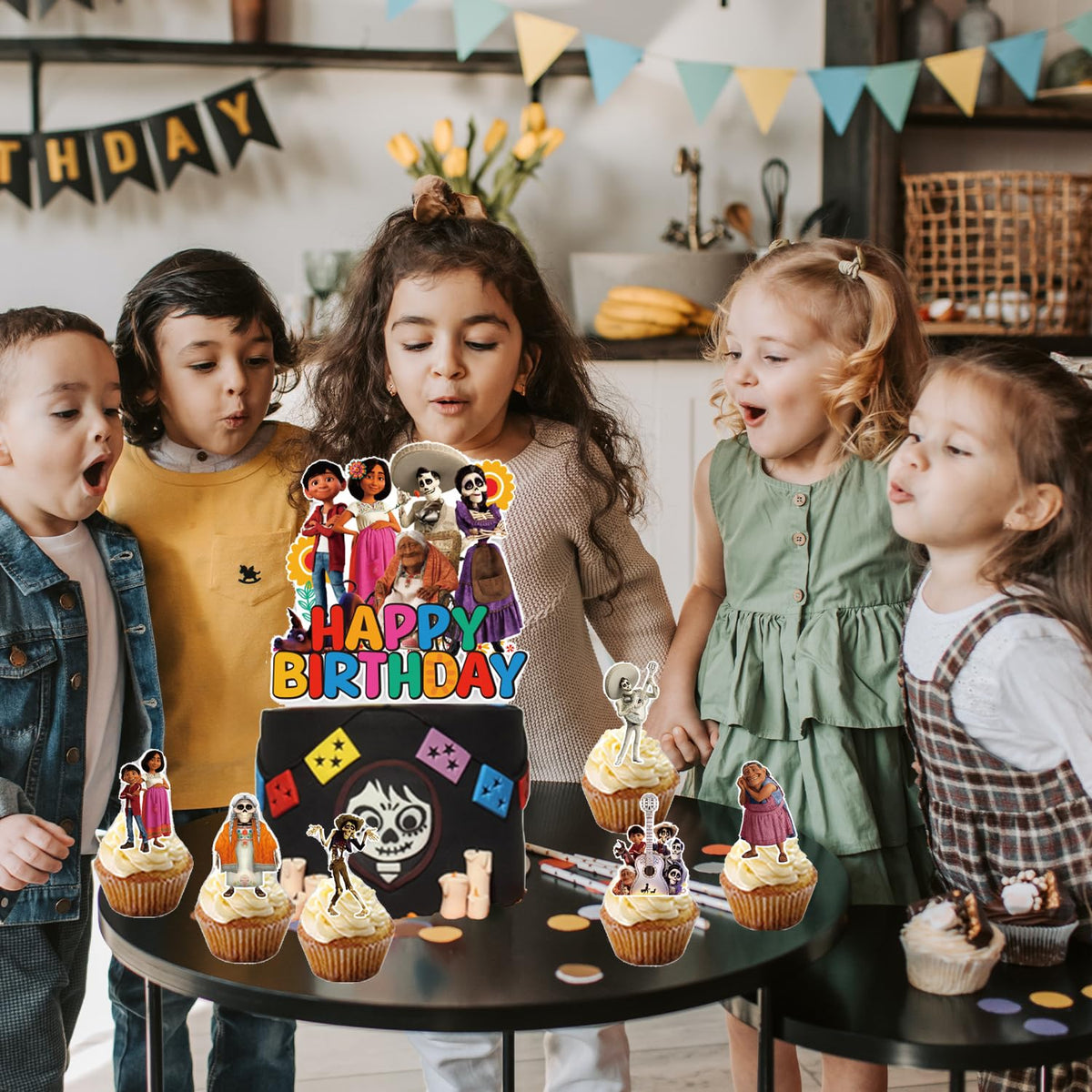 We1Fit Disney Coco cupcake toppers decorate treats for a cohesive look.
