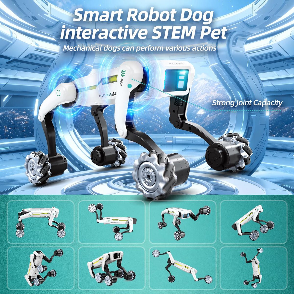 WEACFUS robot dog responds to voice commands for interactive dance.