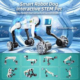 WEACFUS robot dog responds to voice commands for interactive dance.
