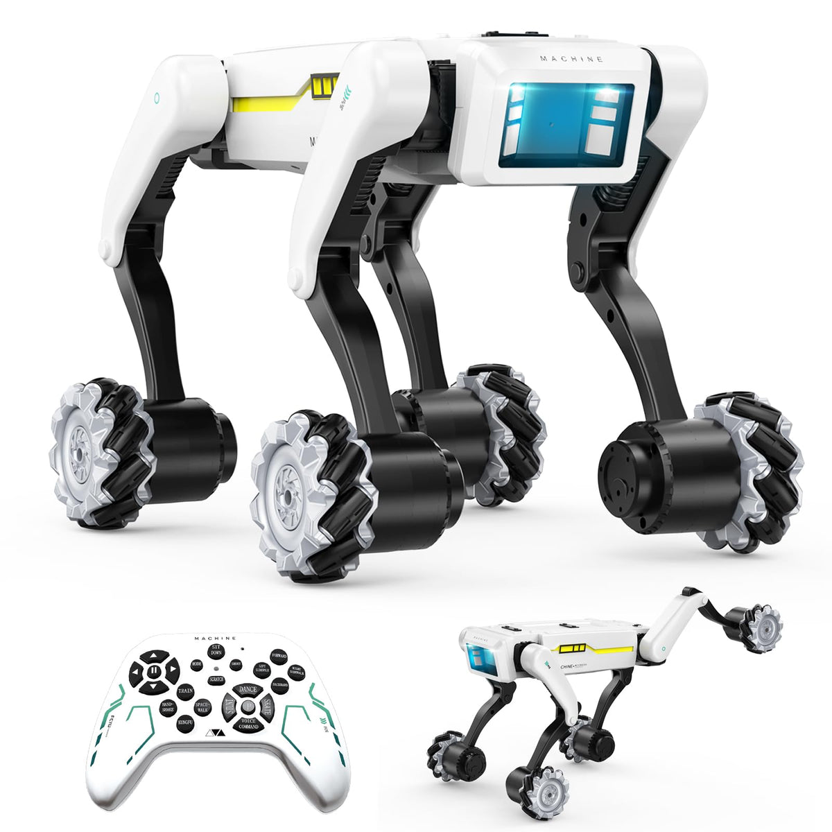 WEACFUS Smart Robot Dog walking smoothly with wheel-based motion.