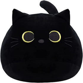 WeBingo black cat plush 16-inch full view highlights cozy cuddle design.