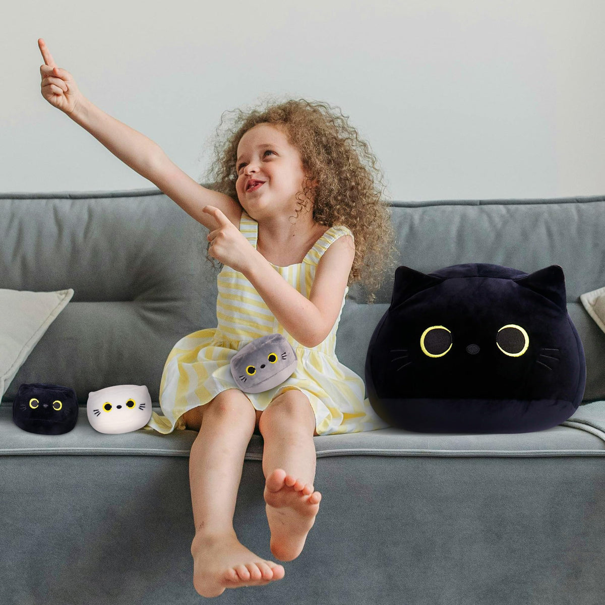 WeBingo black cat plush bed-sofa decor creates a cozy living area