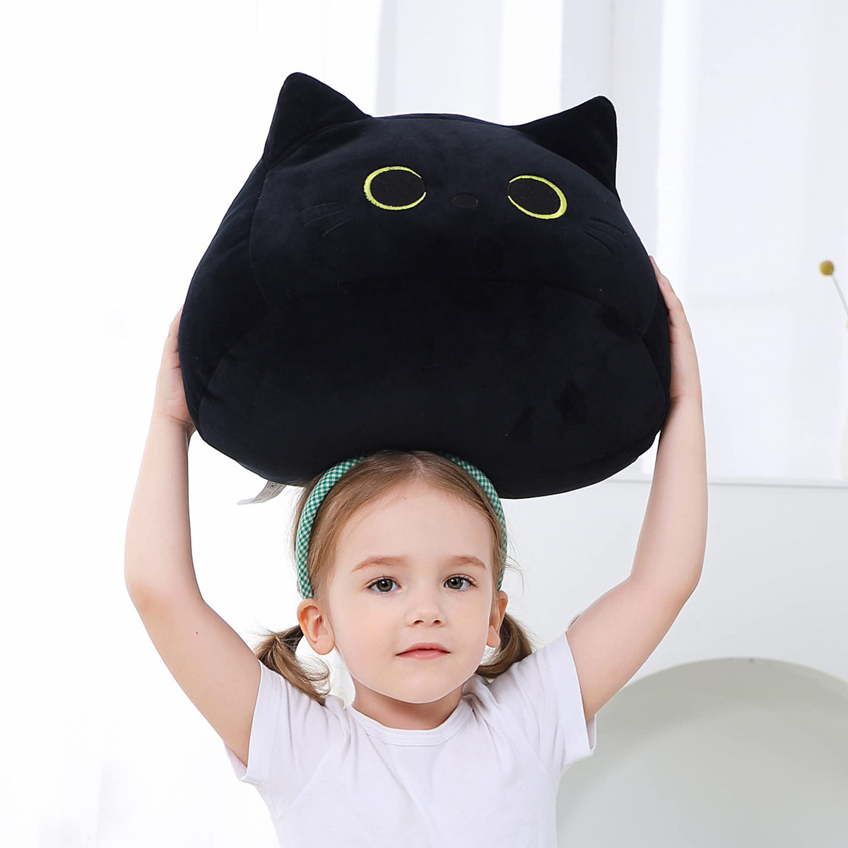WeBingo black cat plush face detail emphasizes cute expression and whiskers.