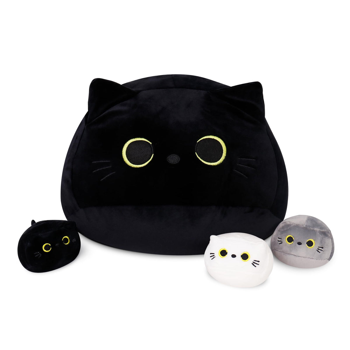 WeBingo black cat plush 16-inch giant cat for cuddling and home decor