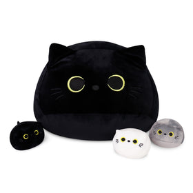WeBingo black cat plush 16-inch giant cat for cuddling and home decor