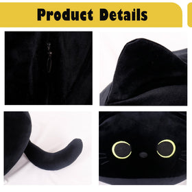 WeBingo black cat plush vacuum-packed and quickly fluff returns to shape