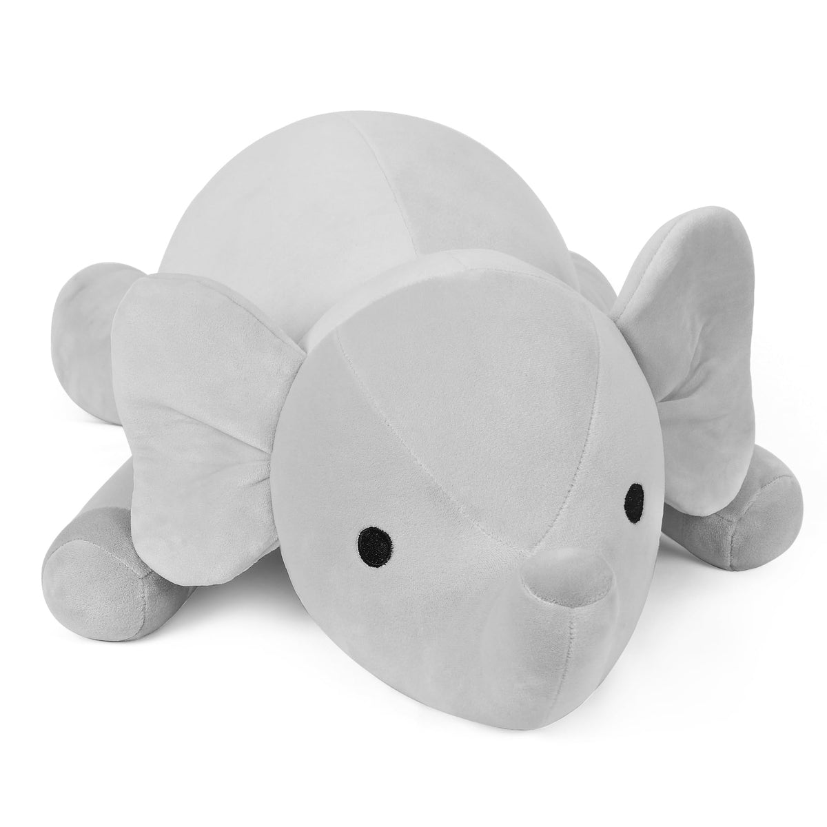 WeBingo elephant weighted plush full view, a calming cuddle companion for kids and adults.