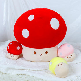 WeBingo mushroom plush pillow, versatile cushion for bed, sofa, or car.