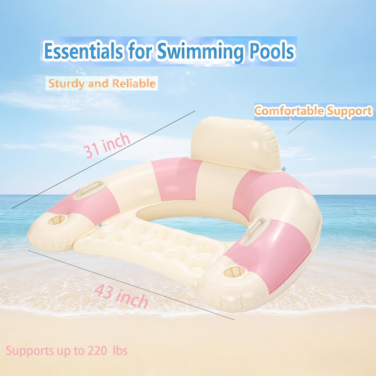 WeddPtyFr pool lounger with cup holders keeps drinks within reach.
