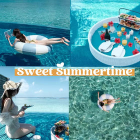 WeddPtyFr pool party decor float tube in blue for gatherings.
