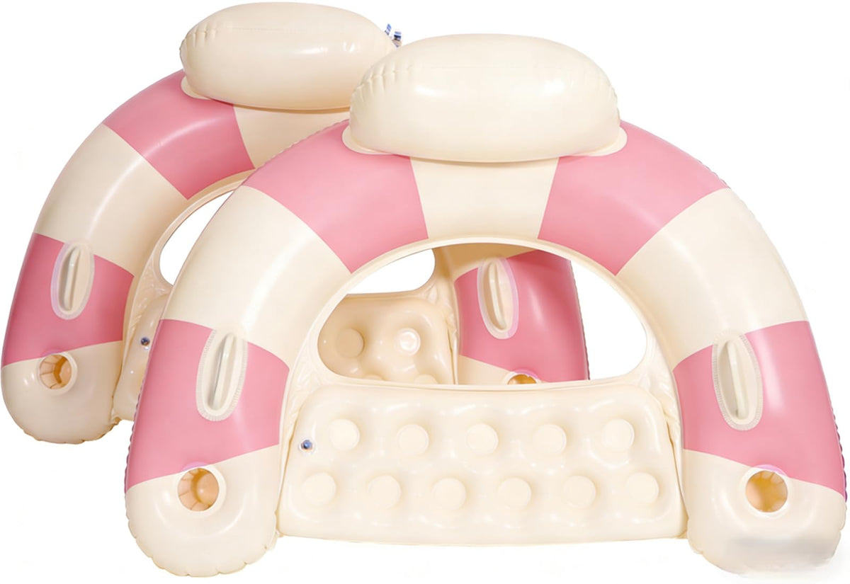 WeddPtyFr retro pink pool float chair 40in for two, stable lounging on water.