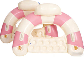 WeddPtyFr retro pink pool float chair 40in for two, stable lounging on water.