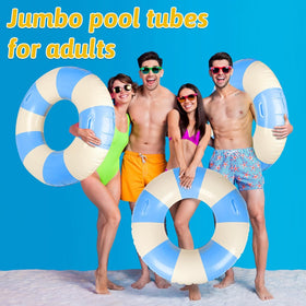WeddPtyFr vintage stripe design float adds retro poolside style.