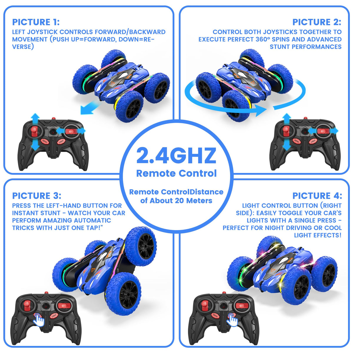 Wedopro RC Car four-wheel drive delivers stable traction on multiple surfaces
