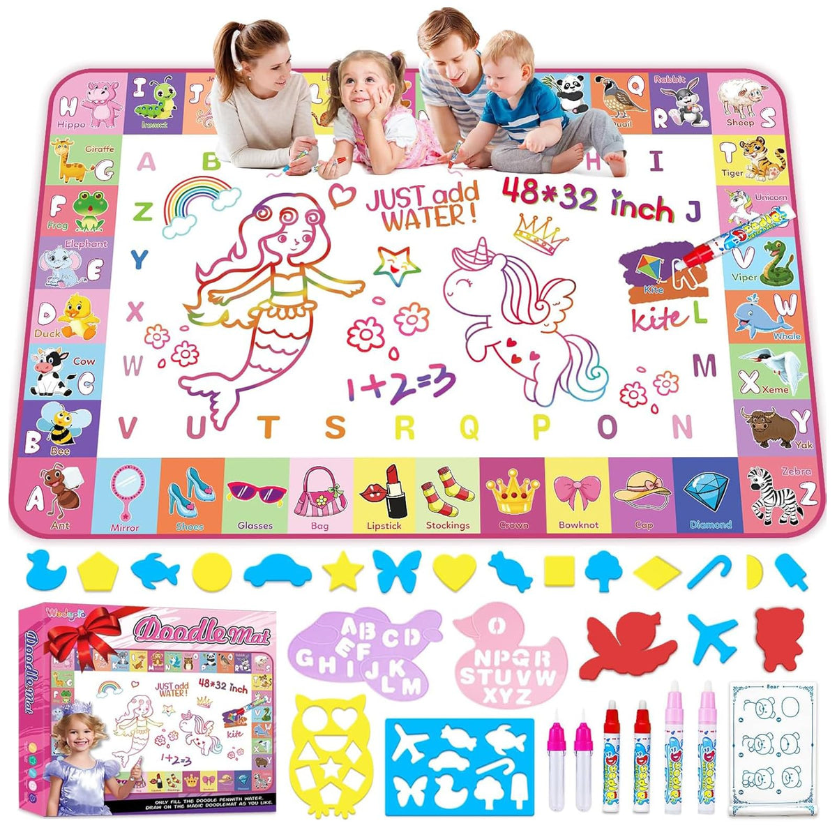 Wedopro water doodle mat 48x32 setup for family drawing fun and mess-free play