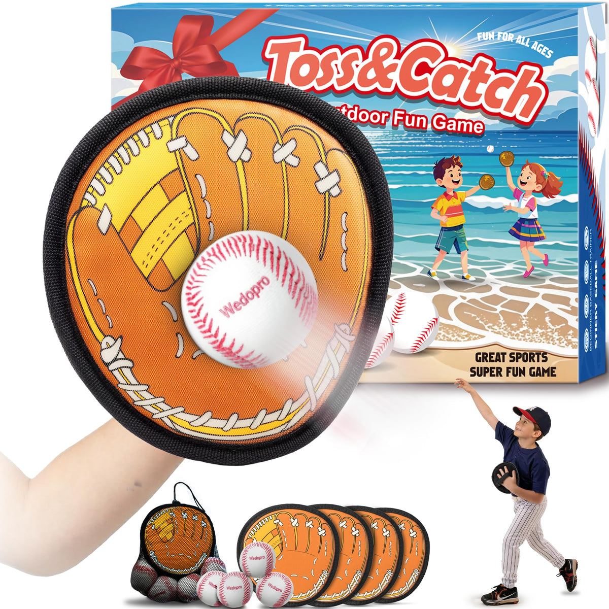 Wedopro toss and catch gloves paddles in action for safe backyard play and easy coordination