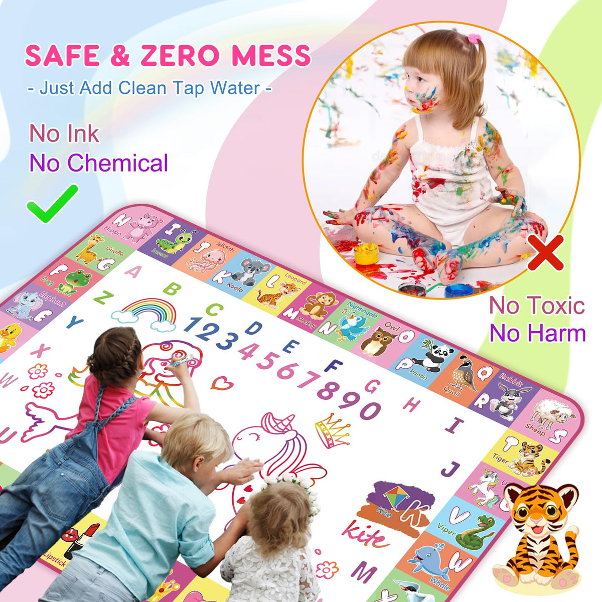 Wedopro water doodle mat animal molds engaging kids in creative animal drawing play