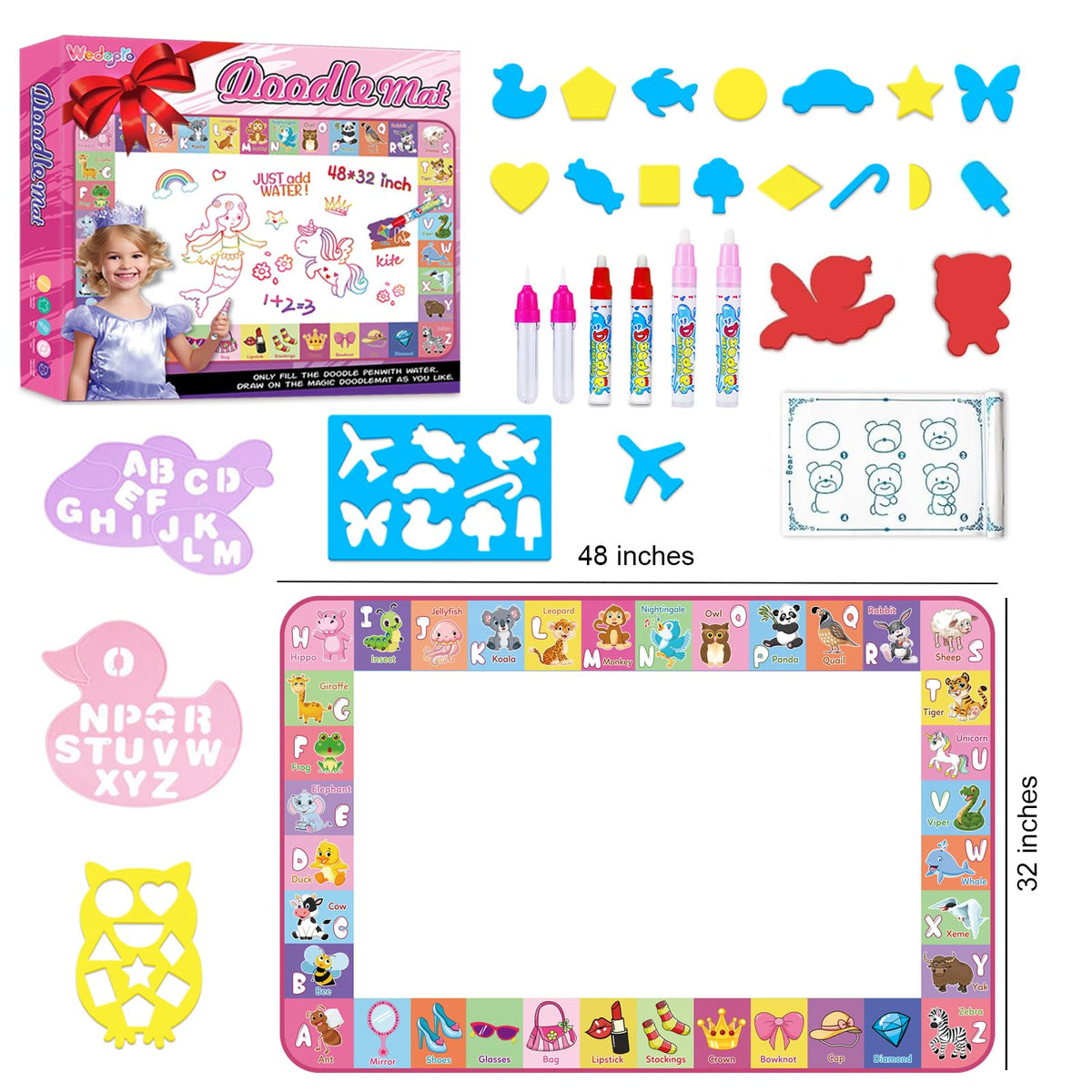 Wedopro water doodle mat magic pens ready to reveal colors with water only