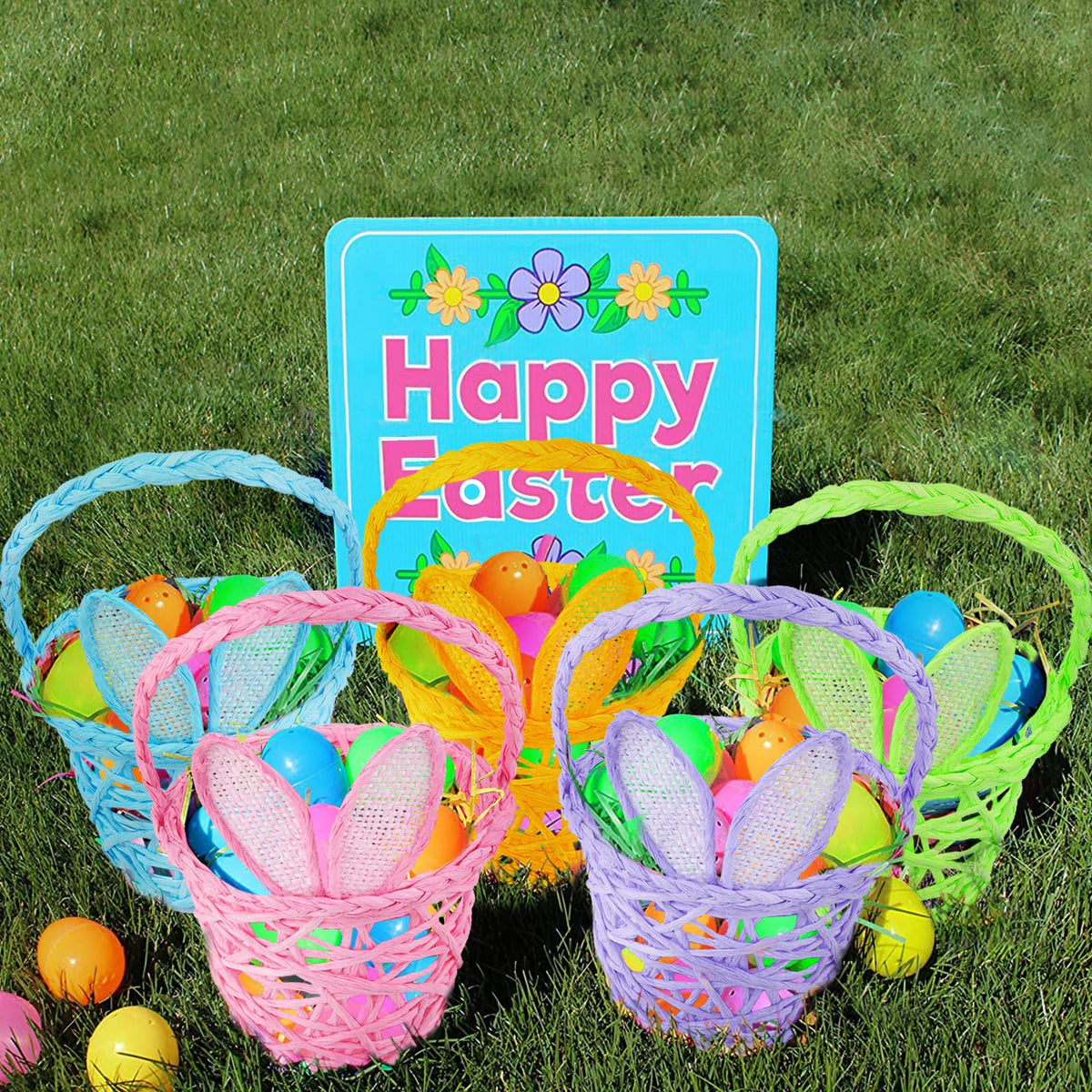 WeDoSoy Easter basket close-up in green emphasizes eco-friendly durability.