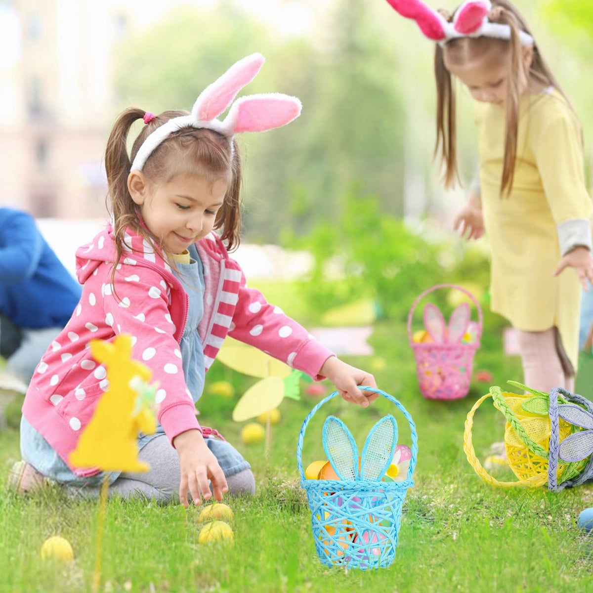 WeDoSoy Easter basket close-up in orange showcases vibrant color accents for festive decorating.