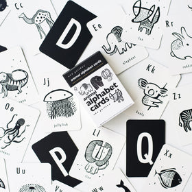 Wee Gallery high-contrast alphabet cards toddler-to-preschool progression supports letters and curiosity.