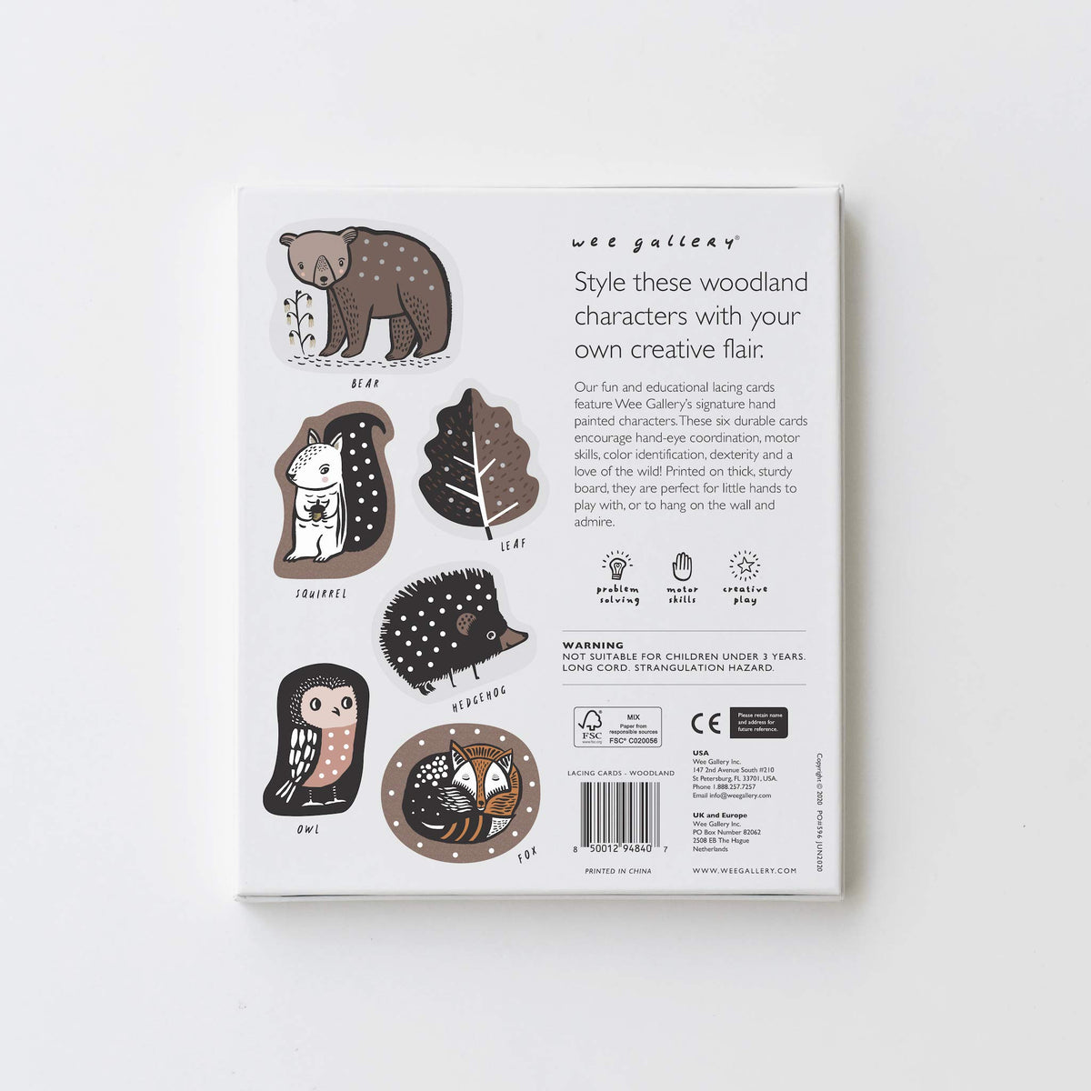 Wee Gallery Woodland Lacing Cards support portable learning on the go.