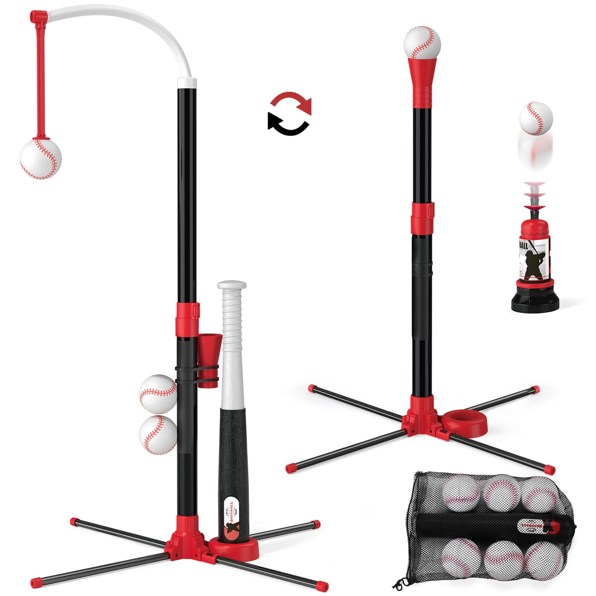 Wee Wonders 3-in-1 T Ball Set hanging tee with adjustable height.
