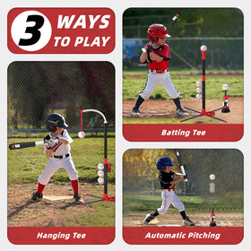 Wee Wonders automatic pitching launcher enables hands-free, fun batting outdoors.