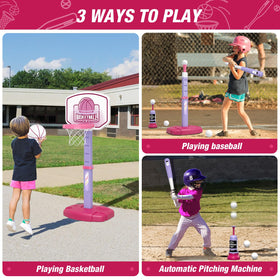 Wee Wonders pink T-ball stand with adjustable height for growing athletes