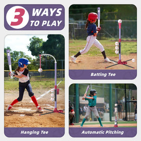 Wee Wonders adjustable T-ball stand with retractable bat for growing skills.